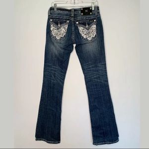 Miss Me Lace Pocket Boot Cut Jeans Size 28